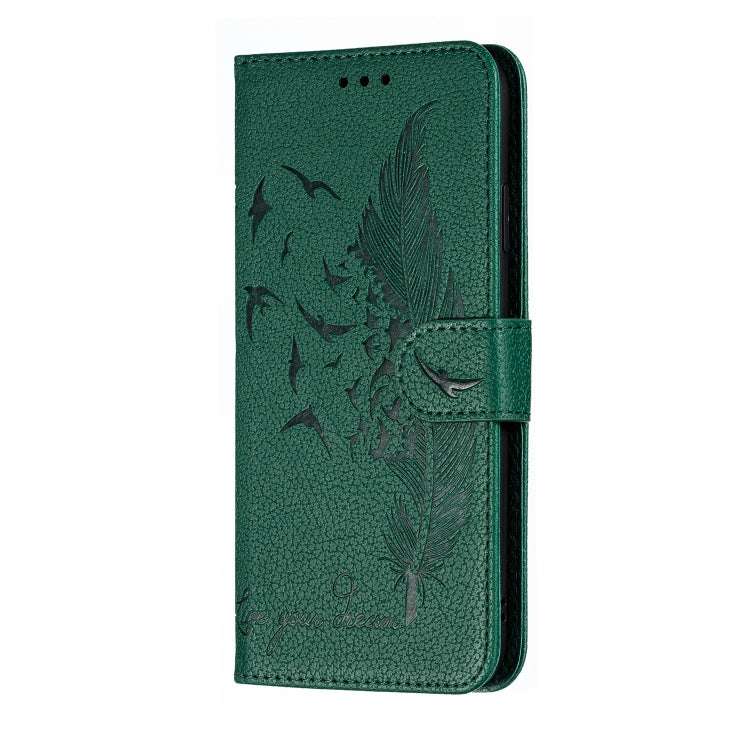 For iPhone XS Max Feather Pattern Litchi Texture Horizontal Flip Leather Case with Wallet & Holder & Card Slots(Green) - More iPhone Cases by buy2fix | Online Shopping UK | buy2fix
