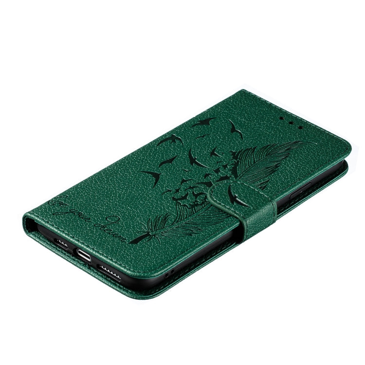 For iPhone XS Max Feather Pattern Litchi Texture Horizontal Flip Leather Case with Wallet & Holder & Card Slots(Green) - More iPhone Cases by buy2fix | Online Shopping UK | buy2fix