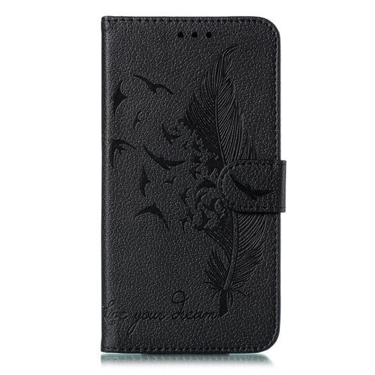 Feather Pattern Litchi Texture Horizontal Flip Leather Case with Wallet & Holder & Card Slots For Galaxy J6 (2018)(Black) by buy2fix