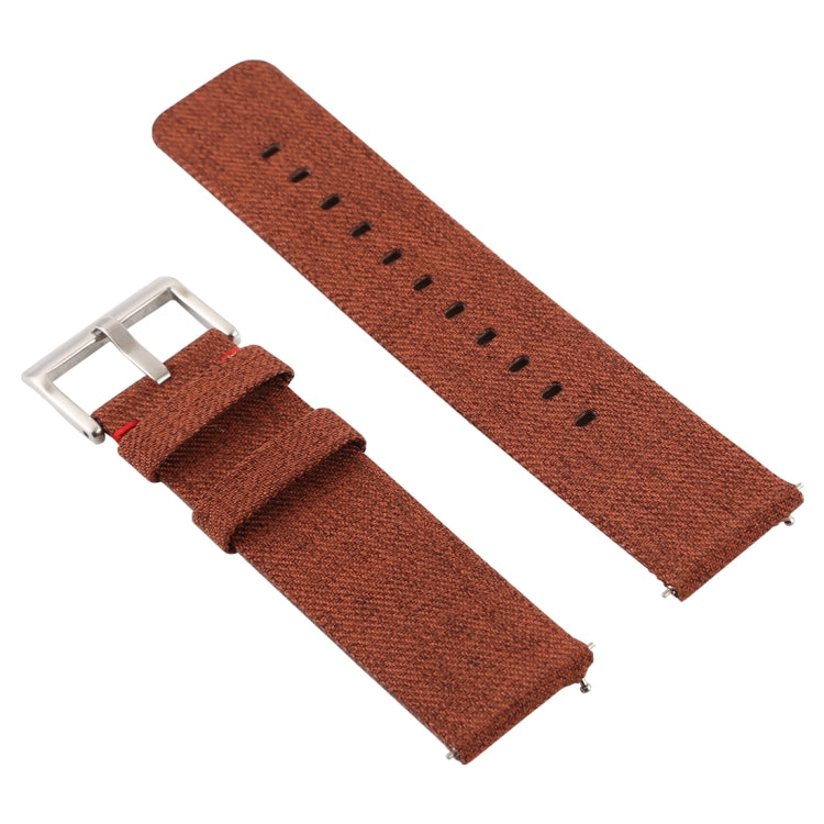 Simple Fashion Canvas Watch Band for Fitbit Versa / Versa 2(Brown) - Watch Bands by buy2fix | Online Shopping UK | buy2fix