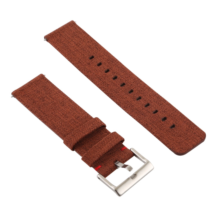 Simple Fashion Canvas Watch Band for Fitbit Versa / Versa 2(Brown) - Watch Bands by buy2fix | Online Shopping UK | buy2fix