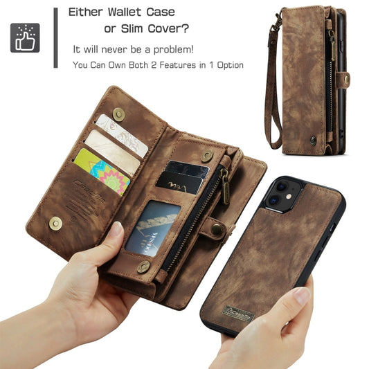 For iPhone 11 CaseMe-008 Detachable Multifunctional Horizontal Flip Leather Case with Card Slot & Holder & Zipper Wallet & Photo Frame (Brown) by CaseMe