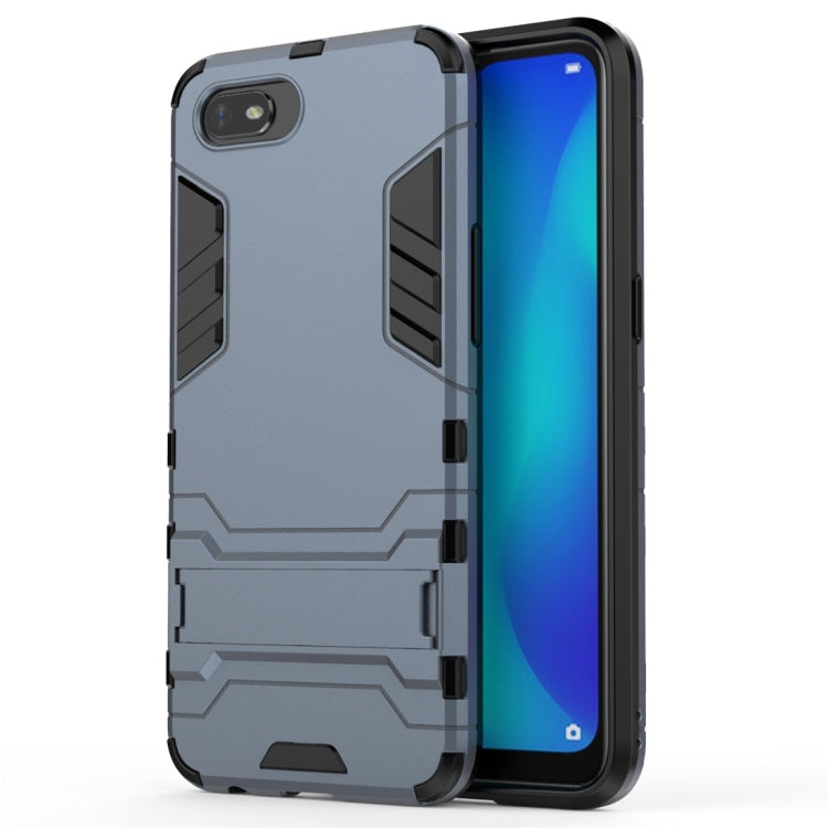 For OPPO A1k / Realme C2 Shockproof PC + TPU Protective Case with Invisible Holder(Navy Blue) - Realme Cases by buy2fix | Online Shopping UK | buy2fix