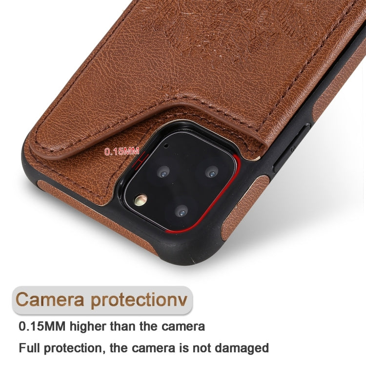 For iPhone 11 Pro Cat Tree Embossing Pattern Shockproof Protective Case with Card Slots & Photo Frame(Red) - iPhone 11 Pro Cases by buy2fix | Online Shopping UK | buy2fix