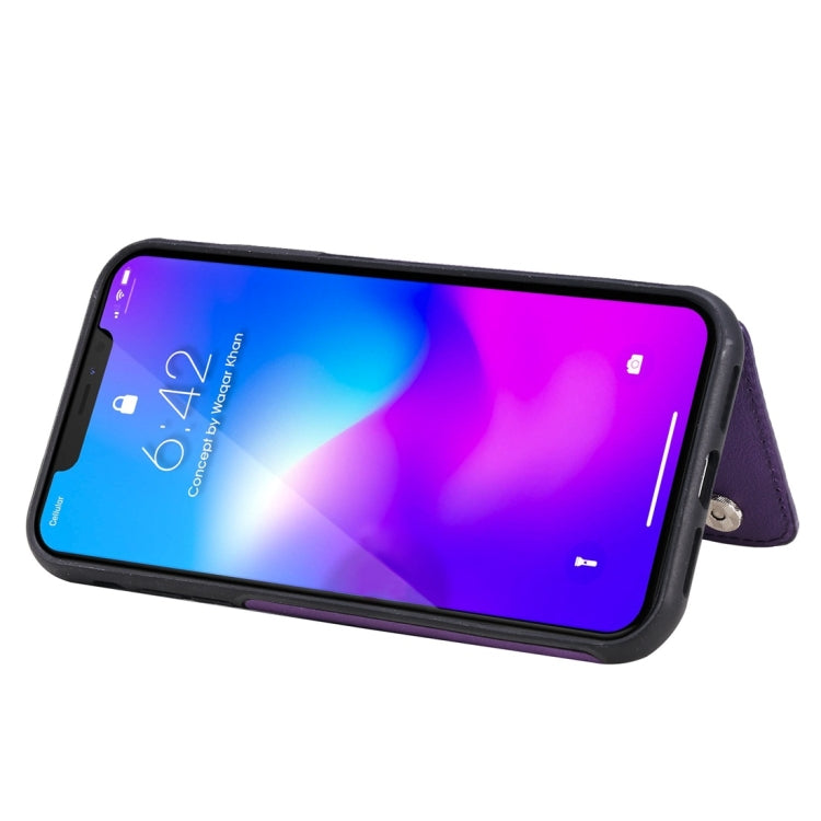For iPhone 11 Cat Tree Embossing Pattern Shockproof Protective Case with Card Slots & Photo Frame(Purple) - iPhone 11 Cases by buy2fix | Online Shopping UK | buy2fix