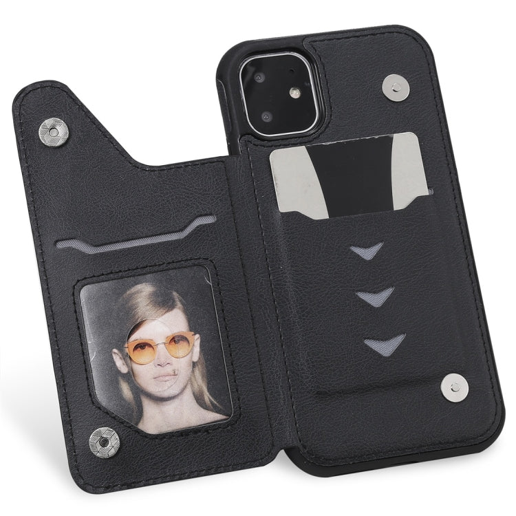 For iPhone 11 Cat Tree Embossing Pattern Shockproof Protective Case with Card Slots & Photo Frame(Black) - iPhone 11 Cases by buy2fix | Online Shopping UK | buy2fix