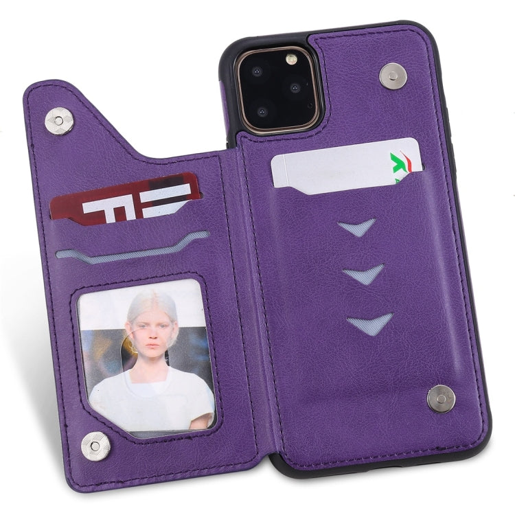 For iPhone 11 Pro Max Cat Tree Embossing Pattern Shockproof Protective Case with Card Slots & Photo Frame(Purple) - iPhone 11 Pro Max Cases by buy2fix | Online Shopping UK | buy2fix
