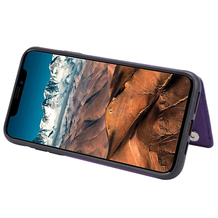 For iPhone 11 Pro Max Cat Tree Embossing Pattern Shockproof Protective Case with Card Slots & Photo Frame(Purple) - iPhone 11 Pro Max Cases by buy2fix | Online Shopping UK | buy2fix