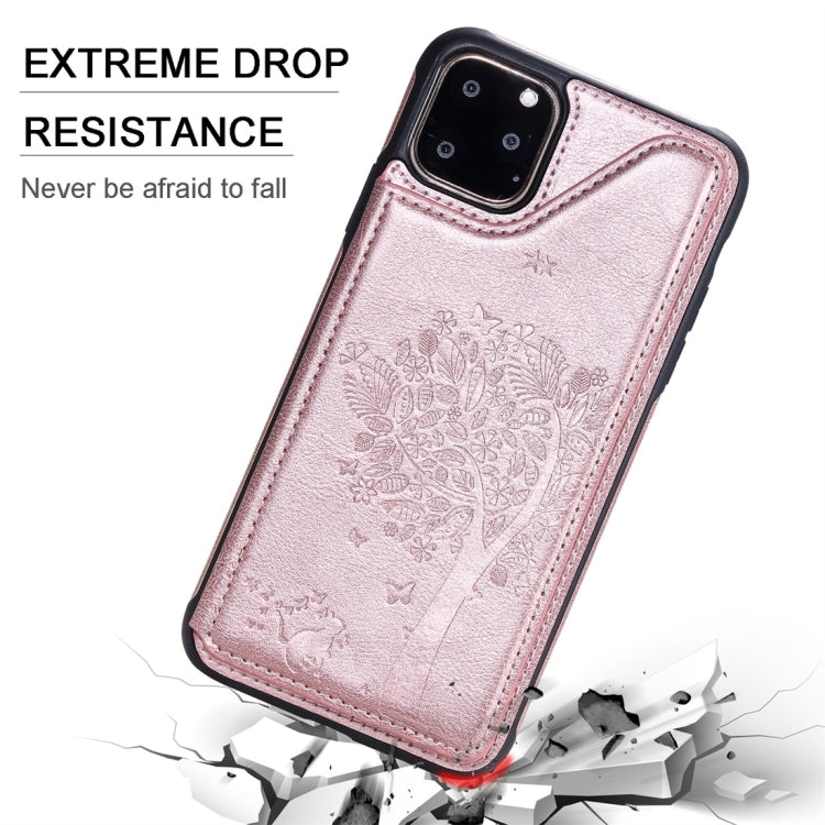 For iPhone 11 Pro Max Cat Tree Embossing Pattern Shockproof Protective Case with Card Slots & Photo Frame(Red) - iPhone 11 Pro Max Cases by buy2fix | Online Shopping UK | buy2fix