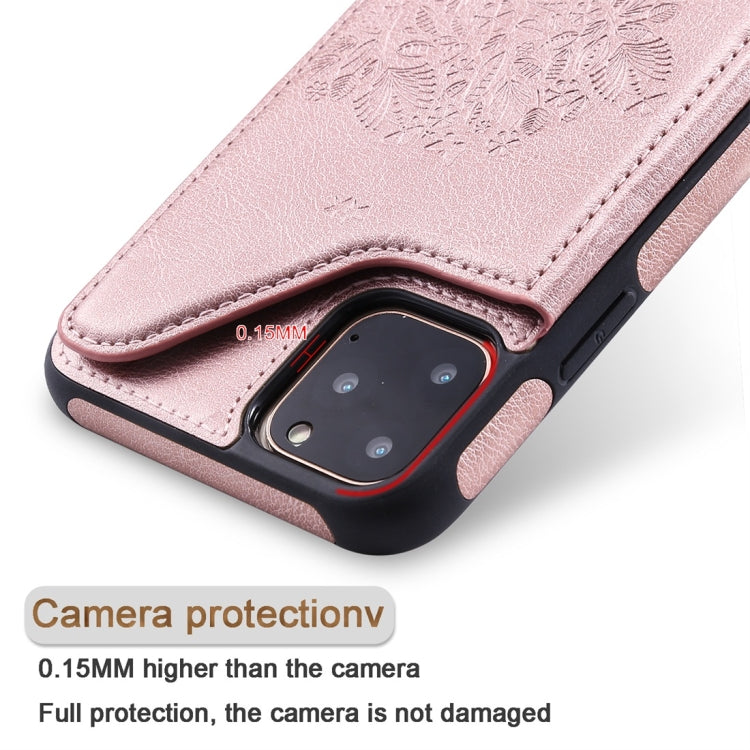 For iPhone 11 Pro Max Cat Tree Embossing Pattern Shockproof Protective Case with Card Slots & Photo Frame(Red) - iPhone 11 Pro Max Cases by buy2fix | Online Shopping UK | buy2fix