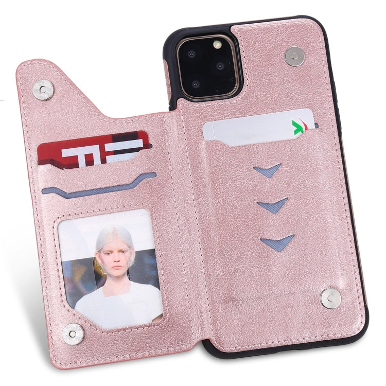 For iPhone 11 Pro Max Cat Tree Embossing Pattern Shockproof Protective Case with Card Slots & Photo Frame(Rose Gold) - iPhone 11 Pro Max Cases by buy2fix | Online Shopping UK | buy2fix