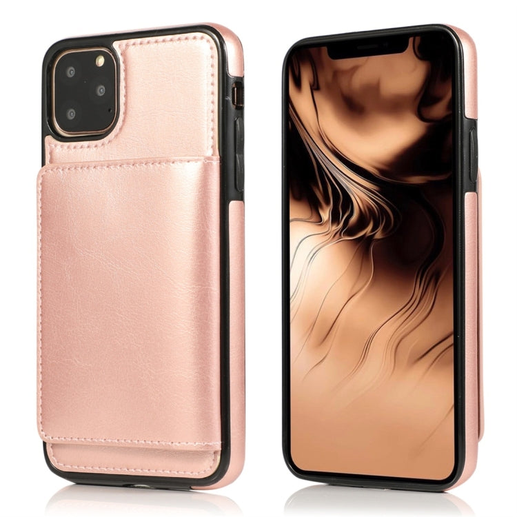 For iPhone 11 Pro Max Shockproof PU + TPU Protective Case with Card Slots & Holder(Rose Gold) - iPhone 11 Pro Max Cases by buy2fix | Online Shopping UK | buy2fix