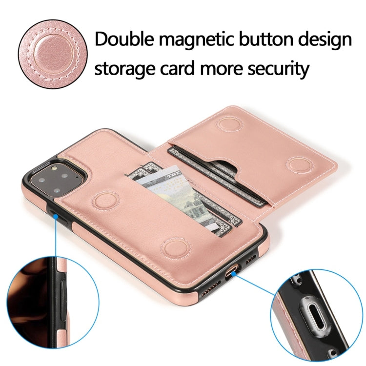 For iPhone 11 Pro Max Shockproof PU + TPU Protective Case with Card Slots & Holder(Rose Gold) - iPhone 11 Pro Max Cases by buy2fix | Online Shopping UK | buy2fix