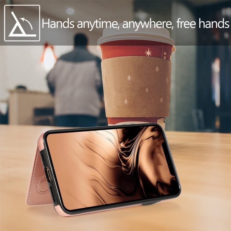 For iPhone 11 Pro Max Shockproof PU + TPU Protective Case with Card Slots & Holder(Rose Gold) - iPhone 11 Pro Max Cases by buy2fix | Online Shopping UK | buy2fix