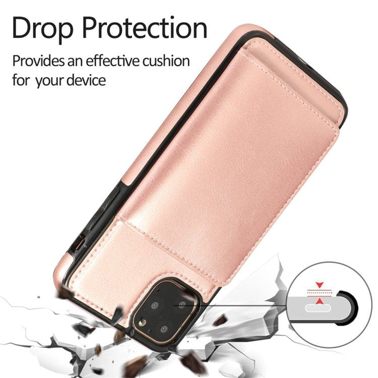 For iPhone 11 Pro Max Shockproof PU + TPU Protective Case with Card Slots & Holder(Rose Gold) - iPhone 11 Pro Max Cases by buy2fix | Online Shopping UK | buy2fix