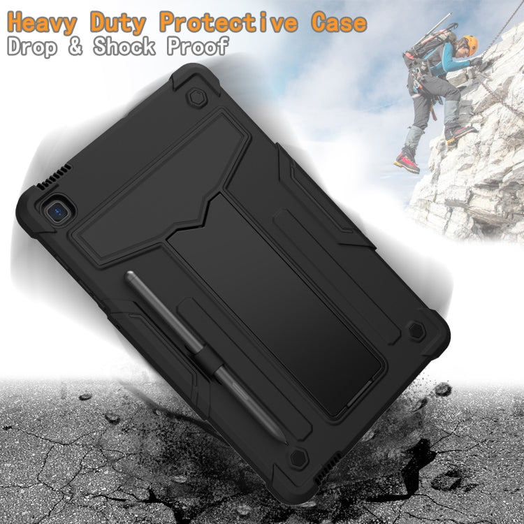 For Samsung Galaxy Tab S6 Lite P610/615 T-shaped Bracket Contrast Color Shockproof PC + Silicone Protective Case(Black+Black) - Tab S6 Lite P610 / P615 by buy2fix | Online Shopping UK | buy2fix