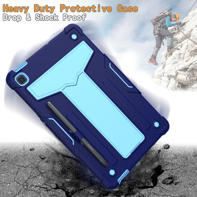 For Samsung Galaxy Tab S6 Lite P610/615 T-shaped Bracket Contrast Color Shockproof PC + Silicone Protective Case(Navy+Blue) - Tab S6 Lite P610 / P615 by buy2fix | Online Shopping UK | buy2fix