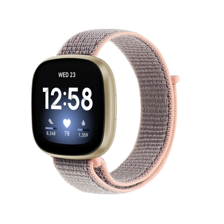 For Fitbit Versa 3 Nylon Loop Watch Band(Pink Sand) - Watch Bands by buy2fix | Online Shopping UK | buy2fix