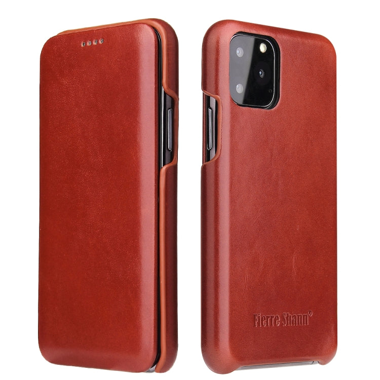 For iPhone 11 Fierre Shann Business Magnetic Horizontal Flip Genuine Leather Case (Brown) - iPhone 11 Cases by FIERRE SHANN | Online Shopping UK | buy2fix