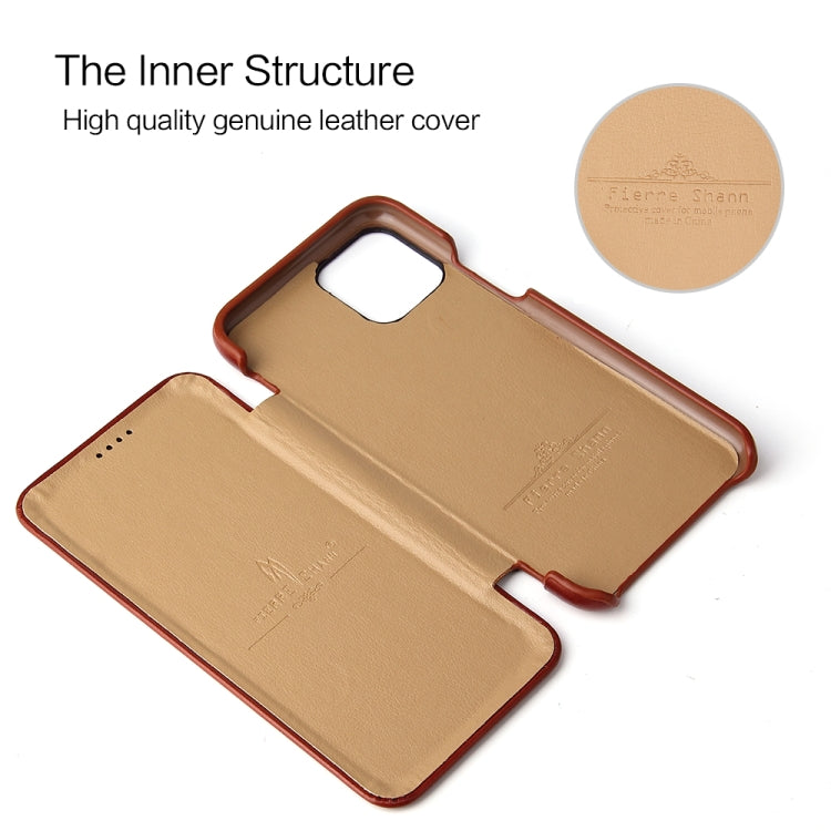 For iPhone 11 Pro Fierre Shann Business Magnetic Horizontal Flip Genuine Leather Case (Brown) - iPhone 11 Pro Cases by FIERRE SHANN | Online Shopping UK | buy2fix