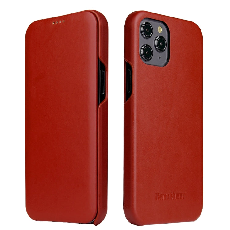 For iPhone 12 / 12 Pro Fierre Shann Business Magnetic Horizontal Flip Genuine Leather Case(Brown) - iPhone 12 / 12 Pro Cases by FIERRE SHANN | Online Shopping UK | buy2fix