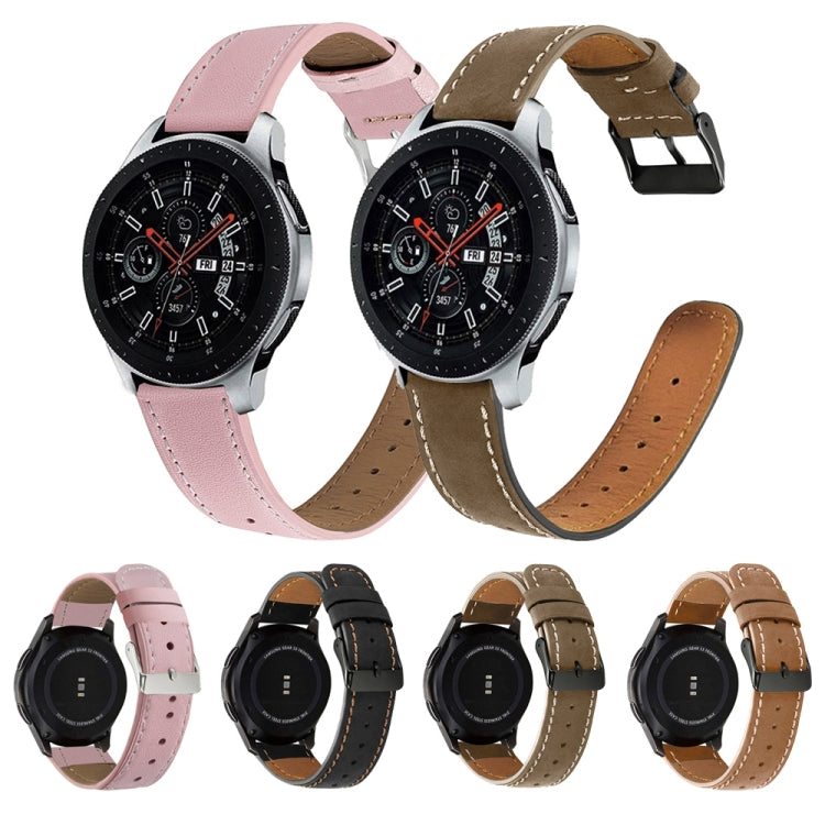 For Samsung Galaxy Watch Active / Active 2 40mm / Active 2 44mm Round Tail Leather Watch Band(Black) - Watch Bands by buy2fix | Online Shopping UK | buy2fix