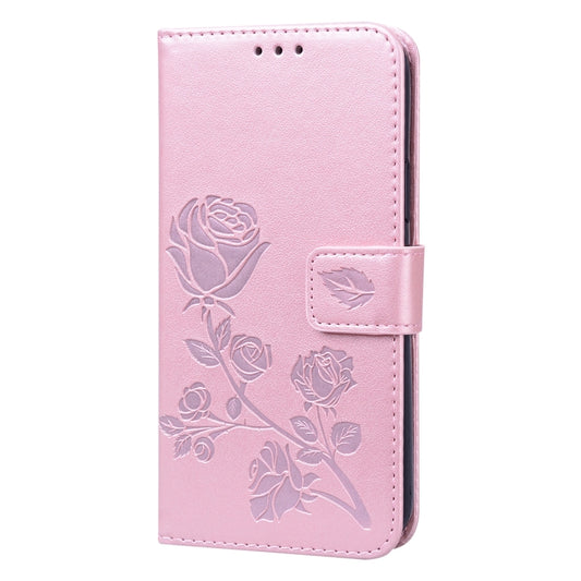 For iPhone 12 Rose Embossed Horizontal Flip PU Leather Case with Holder & Card Slots & Wallet(Rose Red) by buy2fix