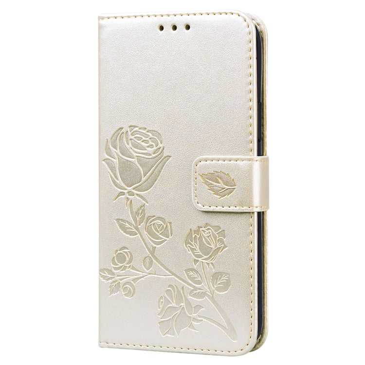 For iPhone 12 Rose Embossed Horizontal Flip PU Leather Case with Holder & Card Slots & Wallet(Gold) - iPhone 12 / 12 Pro Cases by buy2fix | Online Shopping UK | buy2fix