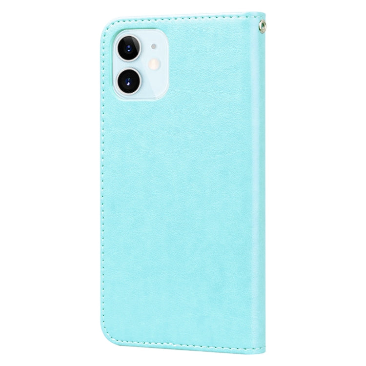 For iPhone 12 Rose Embossed Horizontal Flip PU Leather Case with Holder & Card Slots & Wallet(Green) - iPhone 12 / 12 Pro Cases by buy2fix | Online Shopping UK | buy2fix