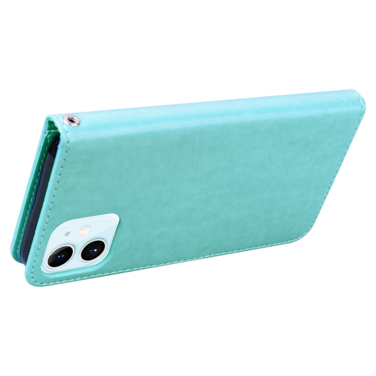 For iPhone 12 Rose Embossed Horizontal Flip PU Leather Case with Holder & Card Slots & Wallet(Green) - iPhone 12 / 12 Pro Cases by buy2fix | Online Shopping UK | buy2fix
