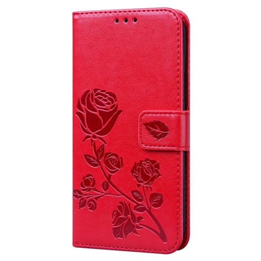 For iPhone 12 Pro Rose Embossed Horizontal Flip PU Leather Case with Holder & Card Slots & Wallet(Red) by buy2fix