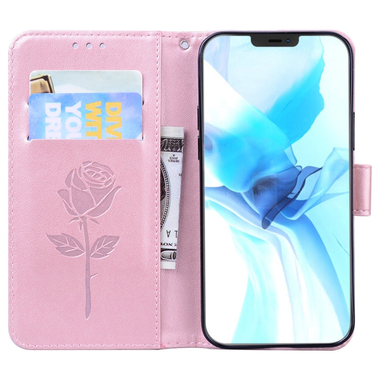 For iPhone 12 Pro Rose Embossed Horizontal Flip PU Leather Case with Holder & Card Slots & Wallet(Rose Red) - iPhone 12 / 12 Pro Cases by buy2fix | Online Shopping UK | buy2fix
