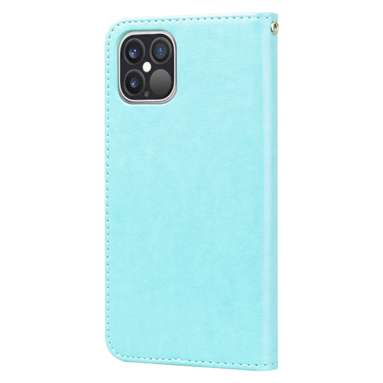 For iPhone 12 Pro Rose Embossed Horizontal Flip PU Leather Case with Holder & Card Slots & Wallet(Green) - iPhone 12 / 12 Pro Cases by buy2fix | Online Shopping UK | buy2fix