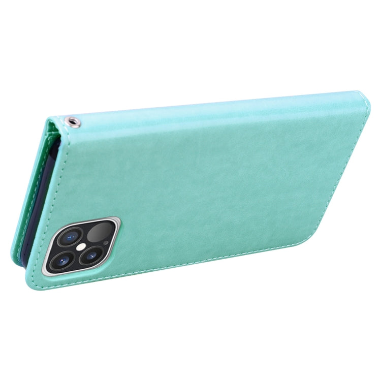 For iPhone 12 Pro Rose Embossed Horizontal Flip PU Leather Case with Holder & Card Slots & Wallet(Green) - iPhone 12 / 12 Pro Cases by buy2fix | Online Shopping UK | buy2fix