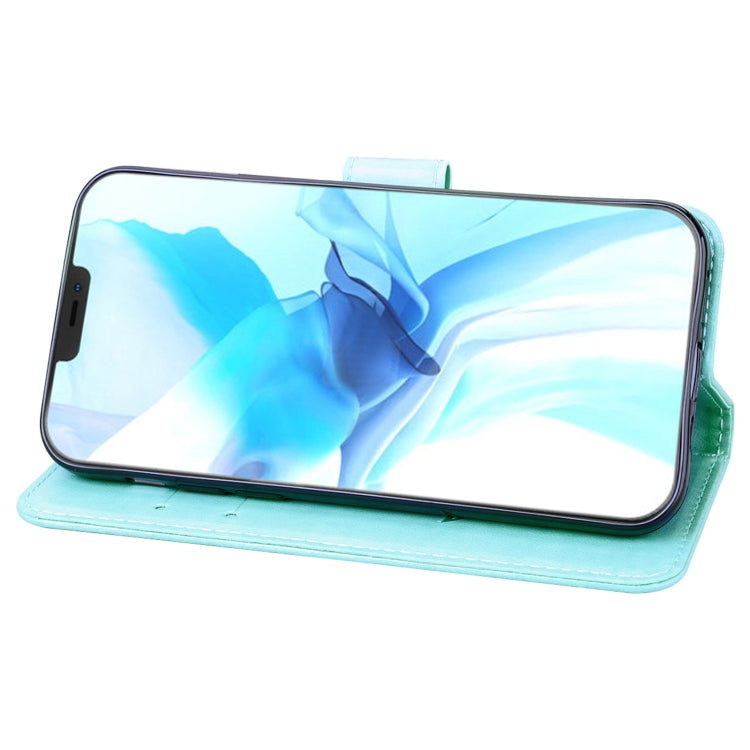 For iPhone 12 Pro Rose Embossed Horizontal Flip PU Leather Case with Holder & Card Slots & Wallet(Green) - iPhone 12 / 12 Pro Cases by buy2fix | Online Shopping UK | buy2fix