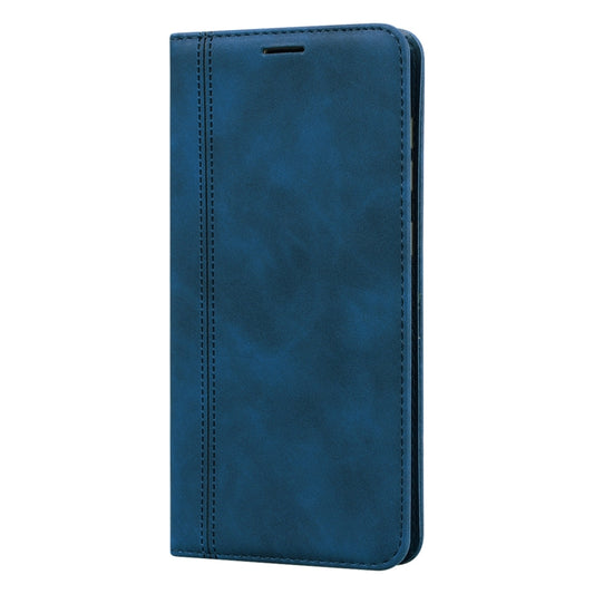 For Samsung Galaxy A21s Frosted Business Magnetic Horizontal Flip PU Leather Case with Holder & Card Slot & Lanyard(Blue) by buy2fix