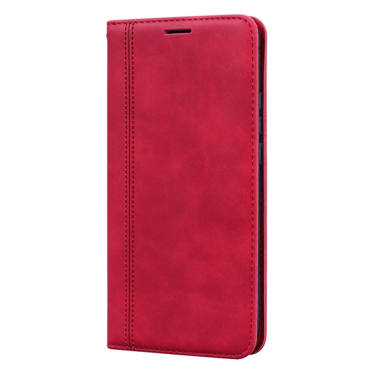 For Xiaomi Redmi 9 Frosted Business Magnetic Horizontal Flip PU Leather Case with Holder & Card Slot & Lanyard(Red) by buy2fix