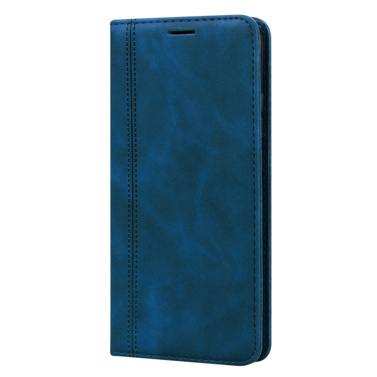 For Xiaomi Redmi 9A Frosted Business Magnetic Horizontal Flip PU Leather Case with Holder & Card Slot & Lanyard(Blue) - Xiaomi Cases by buy2fix | Online Shopping UK | buy2fix