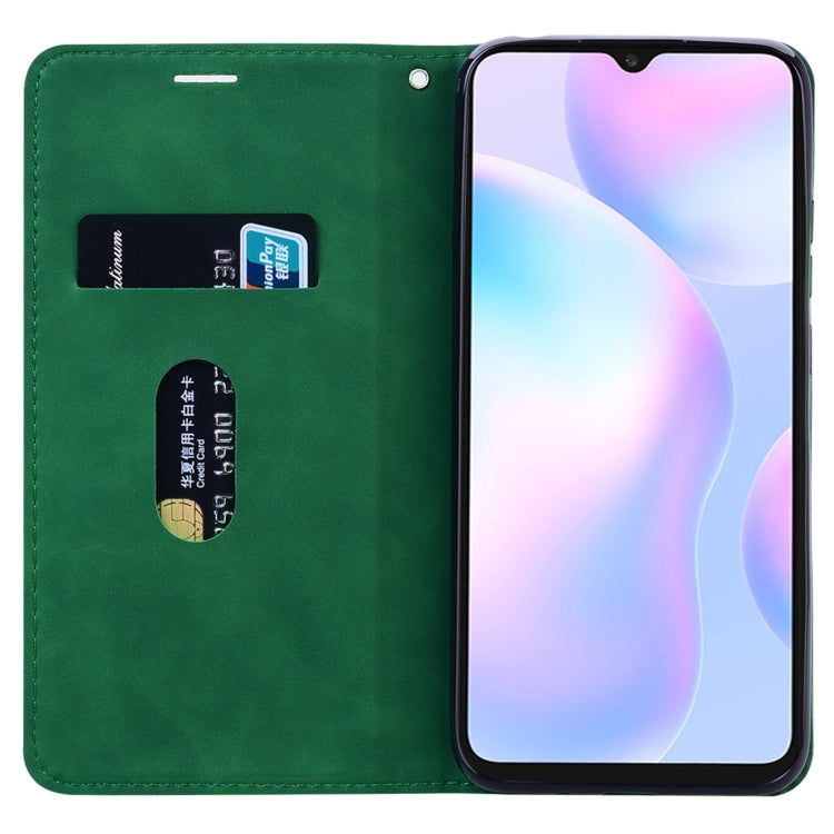 For Xiaomi Redmi 9A Frosted Business Magnetic Horizontal Flip PU Leather Case with Holder & Card Slot & Lanyard(Green) - Xiaomi Cases by buy2fix | Online Shopping UK | buy2fix