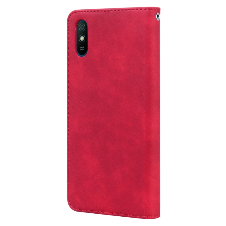For Xiaomi Redmi 9A Frosted Business Magnetic Horizontal Flip PU Leather Case with Holder & Card Slot & Lanyard(Red) - Xiaomi Cases by buy2fix | Online Shopping UK | buy2fix