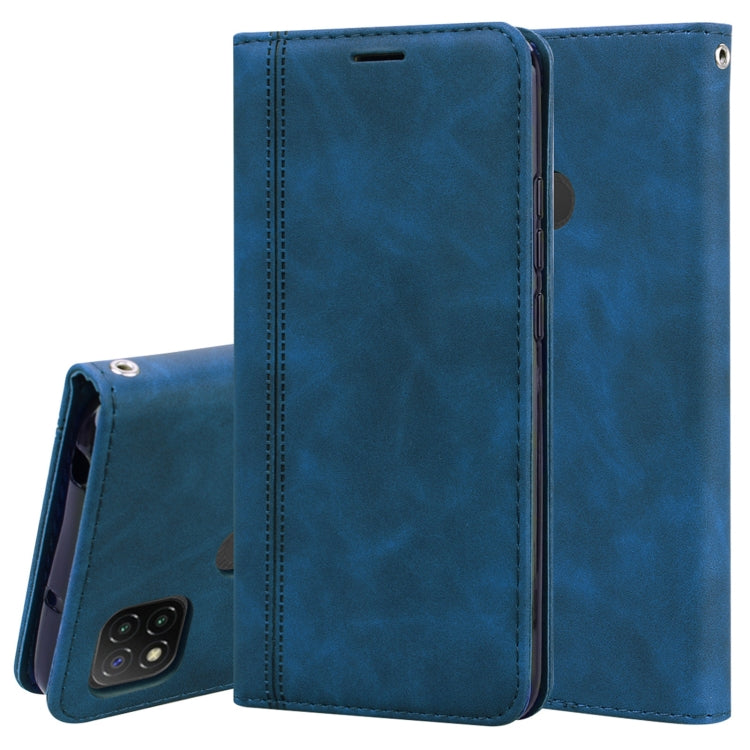 For Xiaomi Redmi 9C Frosted Business Magnetic Horizontal Flip PU Leather Case with Holder & Card Slot & Lanyard(Blue) - Xiaomi Cases by buy2fix | Online Shopping UK | buy2fix