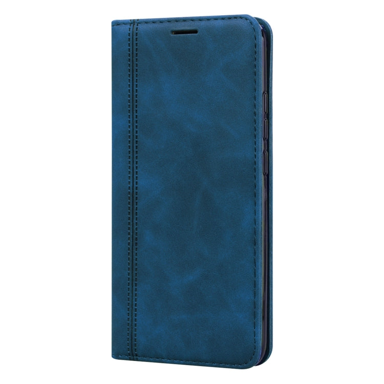 For Xiaomi Redmi 9C Frosted Business Magnetic Horizontal Flip PU Leather Case with Holder & Card Slot & Lanyard(Blue) - Xiaomi Cases by buy2fix | Online Shopping UK | buy2fix