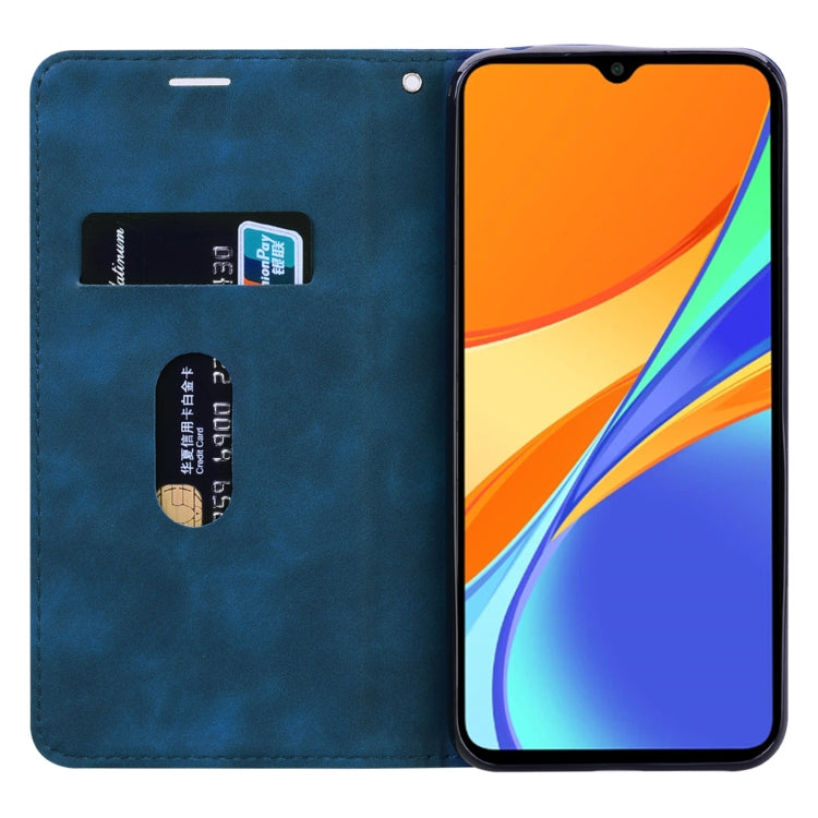 For Xiaomi Redmi 9C Frosted Business Magnetic Horizontal Flip PU Leather Case with Holder & Card Slot & Lanyard(Blue) - Xiaomi Cases by buy2fix | Online Shopping UK | buy2fix