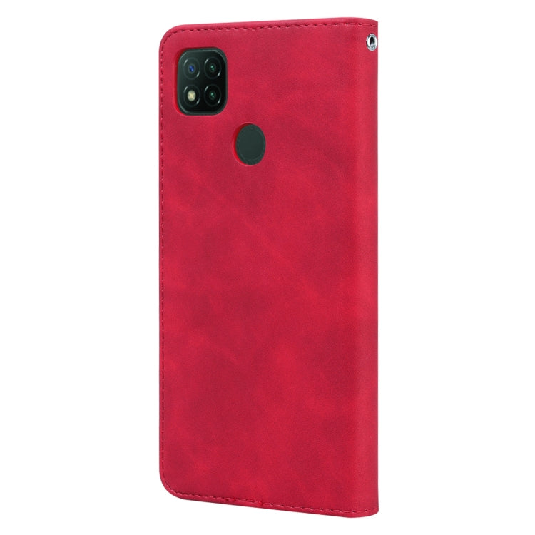 For Xiaomi Redmi 9C Frosted Business Magnetic Horizontal Flip PU Leather Case with Holder & Card Slot & Lanyard(Red) - Xiaomi Cases by buy2fix | Online Shopping UK | buy2fix