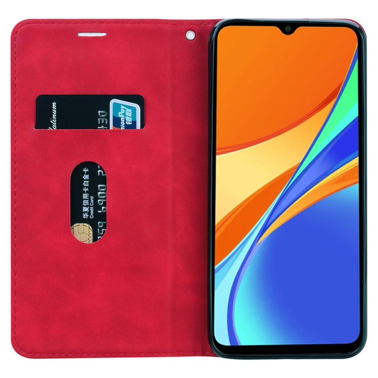 For Xiaomi Redmi 9C Frosted Business Magnetic Horizontal Flip PU Leather Case with Holder & Card Slot & Lanyard(Red) - Xiaomi Cases by buy2fix | Online Shopping UK | buy2fix