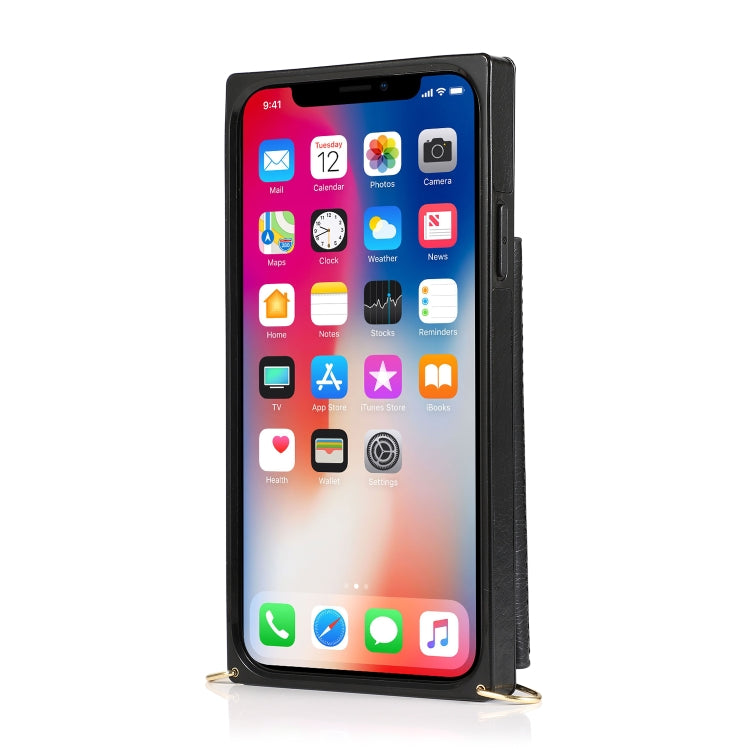 For iPhone 11 Square Zipper Wallet Bag TPU+PU Back Cover Case with Holder & Card Slots & Wallet & Cross-body Strap (Black) - iPhone 11 Cases by buy2fix | Online Shopping UK | buy2fix