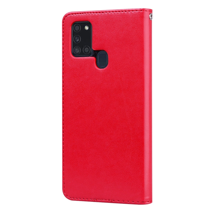 For Samsung Galaxy A21s Rose Embossed Horizontal Flip PU Leather Case with Holder & Card Slots & Wallet(Red) - Galaxy Phone Cases by buy2fix | Online Shopping UK | buy2fix
