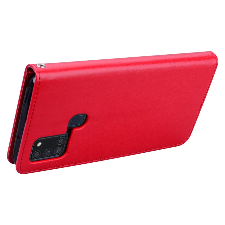 For Samsung Galaxy A21s Rose Embossed Horizontal Flip PU Leather Case with Holder & Card Slots & Wallet(Red) - Galaxy Phone Cases by buy2fix | Online Shopping UK | buy2fix