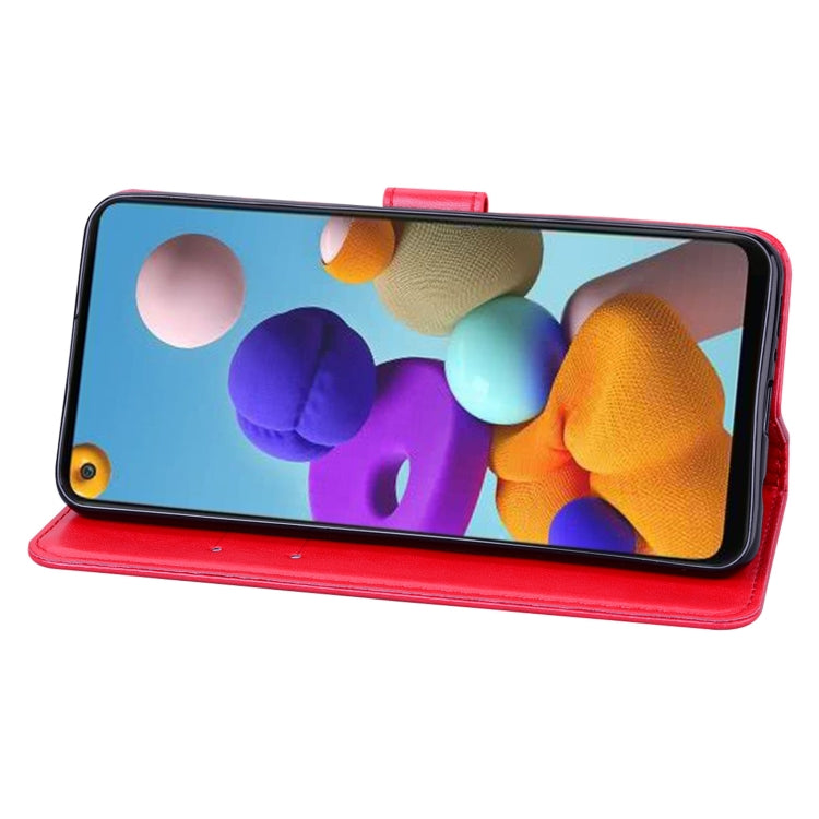 For Samsung Galaxy A21s Rose Embossed Horizontal Flip PU Leather Case with Holder & Card Slots & Wallet(Red) - Galaxy Phone Cases by buy2fix | Online Shopping UK | buy2fix