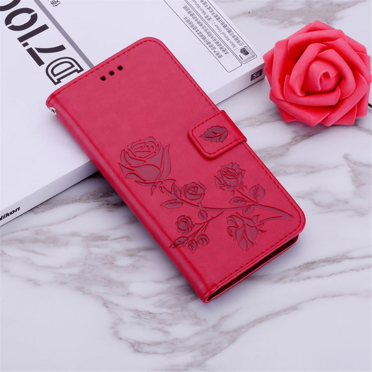For Xiaomi Redmi 9A Rose Embossed Horizontal Flip PU Leather Case with Holder & Card Slots & Wallet(Red) by buy2fix